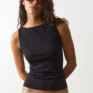 Top Corto de Moda para Mujer al por Mayor con Logotipo Personalizado, Top Deportivo Transpirable de Verano, Camiseta sin Mangas Ajustada, Chaleco Casual Acanalado - Product Image 4