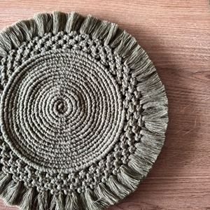 Elegant Round Macrame Placemats for <b>Dinner</b> Plate Placement and <b>Table</b> Protection Use Decorative <b>Table</b> <b>Mats</b> Wholesale From India - Product Image 6