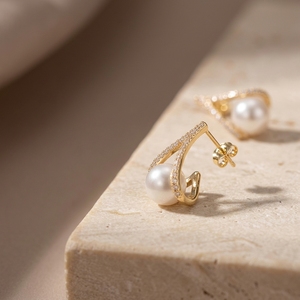 Nouveaux best-sellers : boucles d'oreilles en diamants et perles de culture, boucles d'oreilles simples et élégantes - Product Image 6