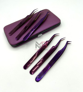 Nouvel ensemble de 6 pinces à cils durables en acier inoxydable avec pointe fine pour extensions de cils - Product Image 1