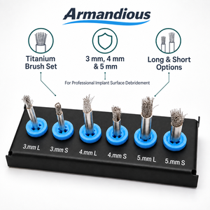 Kit de brosses de soin pour implants en titane, 6 pièces, pour débridement dentaire et nettoyage péri-implantite, outils à manche long et court de 3, 4, 5 mm - Product Image 4