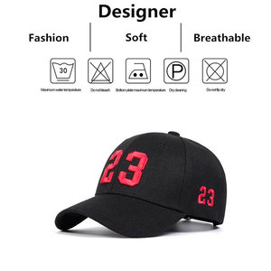 Casquette de baseball 6 panneaux noire Econex Sports avec broderie 3D blanche 23, ajustable, unisexe, en sergé, décontractée, respirante, imperméable, 100 % coton - Product Image 5