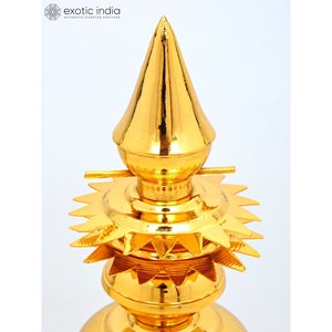 Gopura Ritual Kalasam de latón chapado en oro de 16 pulgadas para templo y decoración del hogar Gopura Kalasam con tallas intrincadas hechas en la India - Product Image 3