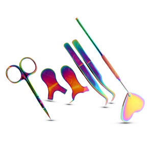 Ensemble d'outils pour cils en marque privée OEM comprenant un ensemble de pinces à cils, un miroir à cils, une poignée, des ciseaux à cils et une brosse en forme de Y - Product Image 5