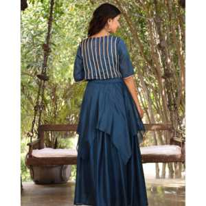 Ensemble jupe et veste en mousseline Gotta bleu Bloom, taille XS, manches trois-quarts - Product Image 5