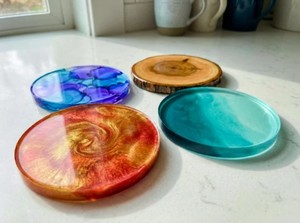 Resin <b>Drink</b> <b>Coasters</b> with Modern Patterns, Heat Resistant Waterproof Mats for Coffee Cups Tea Cups and Mugs - Product Image 3