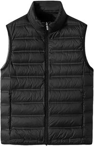 Men Lightweight Filled <b>Quilted</b> Vest Stand Collar Zipper Front Solid Color Windproof Casual Outerwear Winter Polyester/Cotton - Product Image 5
