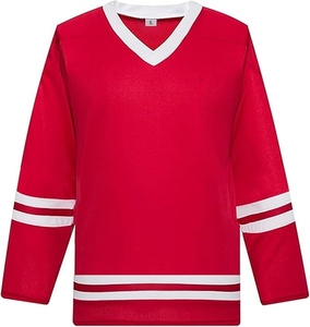 Premium Quality Sublimated Red and White Ice Hockey Jersey High Quality Plain Blank Ice Hockey Shirts for Unisex - Product Image 1
