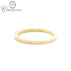 CLASSIC 18K AU750 SOILD YELLOW GOLD NATURAL DIAMOND WOMAN RING <b>WEDDING</b> BAND - Product Image 3