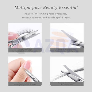 Juego de tijeras de acero inoxidable para cutículas, cejas y vello de la nariz con puntas finas rectas y curvas para un aseo profesional. - Product Image 3