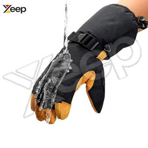 Gants de ski en cuir imperméables coupe-vent thermiques à doigts entiers unisexes pour le ski en plein air en hiver, le snowboard et les températures froides - Product Image 5