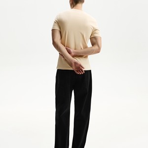 Camisetas de hombre de algodón 100% color beige piel, corte ajustado, con logo personalizado, tacto suave, básicas, informales, ligeras, proveedor mayorista. - Product Image 2