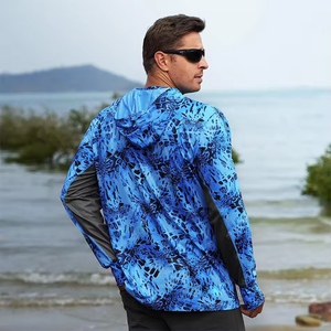 Camiseta Deportiva con Capucha Sublimada Personalizada con Orificios para los Pulgares, Camiseta de Pesca de Manga Larga, Transpirable, de Secado Rápido, con Protección UV, Ropa Deportiva - Product Image 3