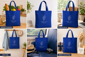 La simplicité est belle, sac fourre-tout en toile personnalisé, bleu, design minimaliste, motif imprimé, sac de voyage et de shopping toutes saisons - Product Image 6