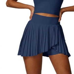 Men's Blue Vintage Style <b>Pleated</b> Sport <b>Skirt</b> with Elastic Waist and Built-In Shorts Solid Color Quick Dry Anti-UV Golf Clothing - Product Image 4