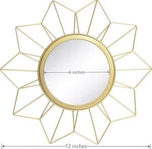 Modern Gold Metal Wall <b>Mirrors</b> Round Decorative Framed Sunburst Design for Home Interior Decor - Product Image 4