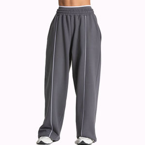 Custom Logo Women's Piping <b>Trousers</b> Straight Leg Joggers <b>Drawstring</b> Sweatpants Track Pants Fleece Sweatpants for Women - Product Image 1