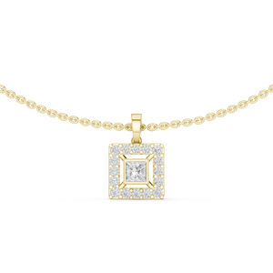 Colgante de Oro Blanco de 14K con Diamante Cultivado en Laboratorio, Corte Princesa/Redondo, para Mujer, Ideal para Fiestas |   Diamante Cultivado Nuevo - Product Image 3