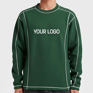 Custom Contrast Stitch Crew Neck Sweatshirt Premium Oversized Long Sleeve Streetwear <b>Pullover</b> <b>Mens</b> Casual Heavyweight Sweatshirt - Product Image 1