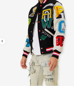 Veste universitaire en cuir PU brodée en chenille de haute qualité, unisexe, avec logo personnalisé, patch chaîne, style Letterman YC105, veste bomber vintage - Product Image 3