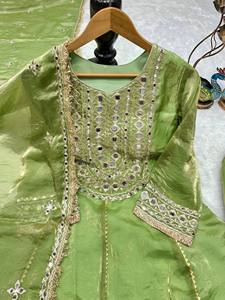 Conjunto de traje Dhoti de seda bordado con espejos para mujer, atuendo tradicional indio pakistaní, vestido para bodas y fiestas - Product Image 5