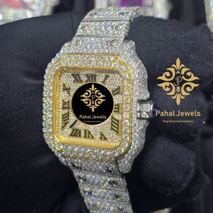 Reloj Mecánico con Incrustaciones de Diamantes, Esfera Cuadrada, Tono Dorado, Tono Plateado, Reloj de Pulsera para Hombre - Product Image 4