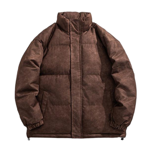 Men's Winter Washed Polyester Puffer Jacket Full Sleeve Windproof <b>Coat</b> for Adults - Product Image 5