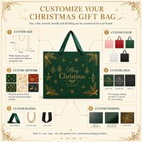 Sacs cadeaux en papier de Noël de luxe personnalisés avec poignées en ruban de satin et logo en feuille d'or pour l'emballage de cadeaux de détail