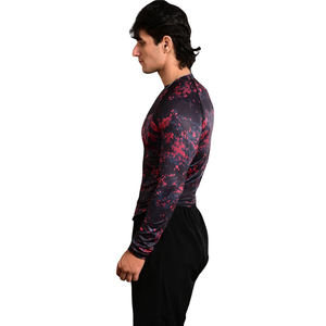 Custom Men's <b>Black</b> Red Graphic <b>Long</b> <b>Sleeve</b> Compression Shirt Crewneck Slim <b>Gym</b> Training Rash Guard Athletic Sportswear Base - Product Image 4
