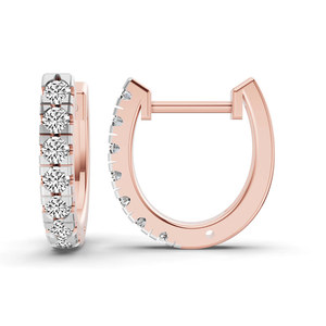 ต่างหูแบบห่วงประดับเพชรทรงกลมคลาสสิก ดีไซน์เนอร์ 14k/18K โรสโกลด์ ได้รับการรับรองจาก IGI คุณภาพ VS1 สำหรับผู้หญิงและเด็กผู้หญิง - Product Image 6