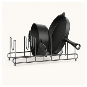 Metal Pot Lid Organizer <b>Rack</b> for <b>Kitchen</b> Cabinet Space-Saving Cookware & Plate <b>Storage</b> Holder Heavy Duty Iron Pantry Organizer - Product Image 6