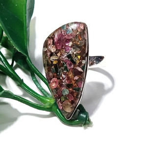 Natural Copper Multi Tourmaline Gemstone Ring, <b>Solid</b> 925 Sterling <b>Silver</b> Adjustable Statement Ring, Handmade Jewelry, Boho Ring - Product Image 1