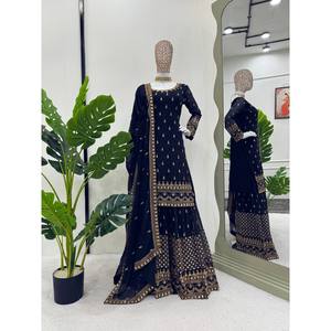 Conjunto de traje de talla XL para fiesta con hilo y trabajo de secuencia para un aspecto elegante - Product Image 5