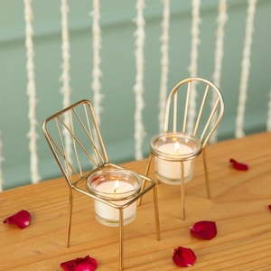 Metal Table With 4 Chairs Home Decoration for Living Room Dining Area Bedroom Events Crafted with Glass Candle Jars & <b>Lanterns</b> - Product Image 5