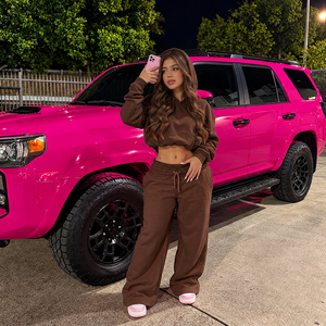 Custom <b>brushed</b> cotton fleece womens sweatsuit sweatsuit set matching sweatsuit for streetwear brands - Product Image 2