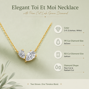 Collier pendentif élégant en or blanc 10K avec deux diamants de laboratoire taille poire, certifié IGI, cadeau de mariage de luxe - Product Image 6
