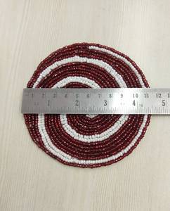Handmade Beaded Coaster Set Of 6 Red White Spiral <b>Drinkware</b> Accessories For Coffee Drinking Bar Mats Classic Style Washable - Product Image 4