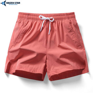 Short de bain pour homme DAIZEN STAR, séchage rapide, noir uni, cordon de serrage à la taille, short de plage décontracté, tissu tissé 100% polyester - Product Image 5