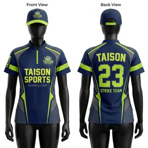 Maillot de bowling respirant en polyester et élasthanne 150 GSM de qualité supérieure, bleu marine, vert sarcelle, orange, design à panneaux, sublimation, logo personnalisé - Product Image 4