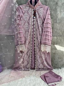 Chic Winter Chic Winter <b>Outfit</b> Comfortable Stretchable Cotton Bottom Heavy Organza Dupatta Salwar Kameez Heavy Georgette Kameez - Product Image 4
