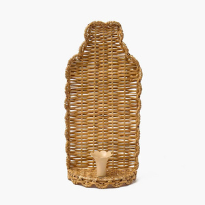 Applique murale traditionnelle en rotin avec détail en arche, porte-bougie en osier tressé à la main pour un style intérieur intemporel - Product Image 2