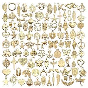100Pcs Mixed charms for jewelry makingVintage Metal Pendants with <b>Lobster</b> <b>Clasps</b> DIY Bracelet - Product Image 4
