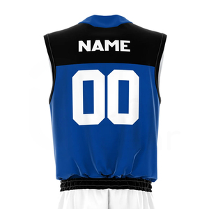 Conjunto de Camiseta de Baloncesto Unisex Azul, Negro y Blanco, sin Mangas, Cuello en V, Sublimada, de Poliéster Transpirable, para Todas las Temporadas, Corte Regular - Product Image 5