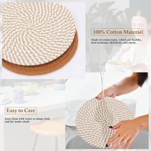 Hand-Braided Cotton Rope Coasters & Placemats, Heat-Resistant, <b>Absorbent</b> Table Protection for Kitchen & Dining - Product Image 3