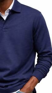 Polo pour homme 100 % coton, personnalisable avec logo, haute qualité, manches longues, respirant, infroissable, style uni - Product Image 3