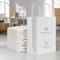 Bolsas de Compra de Papel Kraft Blanco Reciclable con Asas e Impresión de Logotipo Personalizado para Empaquetado Minorista Directo de Fábrica