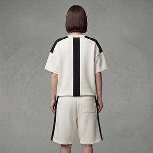 OEM/ODM 100% Custom embroidered logo Summer casual wear Top & Short <b>Set</b> for Women Loose Fit 2 tone ladies 2 Piece <b>Set</b> - Product Image 2