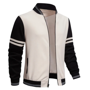 Chaqueta Varsity de Primavera/Otoño para Hombre, 100% Algodón, Transpirable, con Rayas y Diseño de Parches - Product Image 3