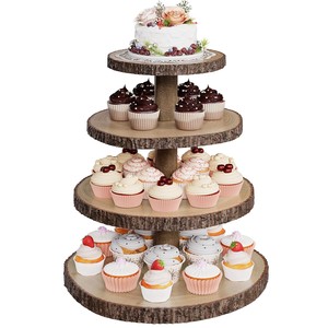 Handcrafted <b>Rustic</b> Pine <b>Wood</b> Tiered Cake Stand - Wholesale Wooden Display Risers - Product Image 1