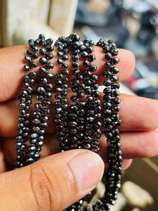 Natural Black Diamond Faceted Briolette Teardrop Beads Loose Gemstone Beads for Jewelry Making Wholesale - Product Image 2